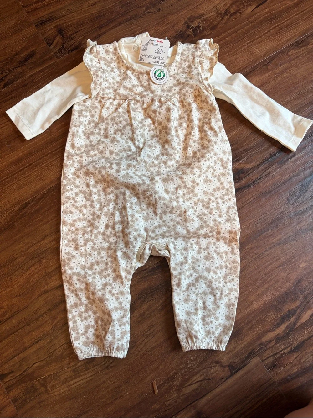 Neutral Floral Baby Girls' Matching Romper Set - Cream